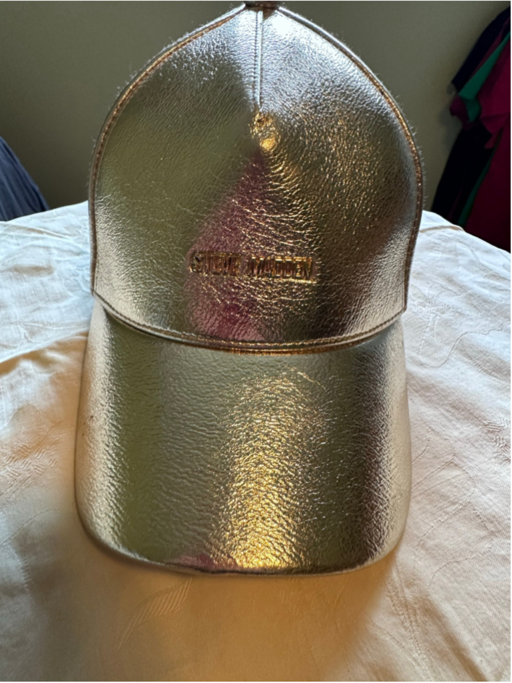 Women's Steve Madden Metallic Gold Baseball Cap One Size